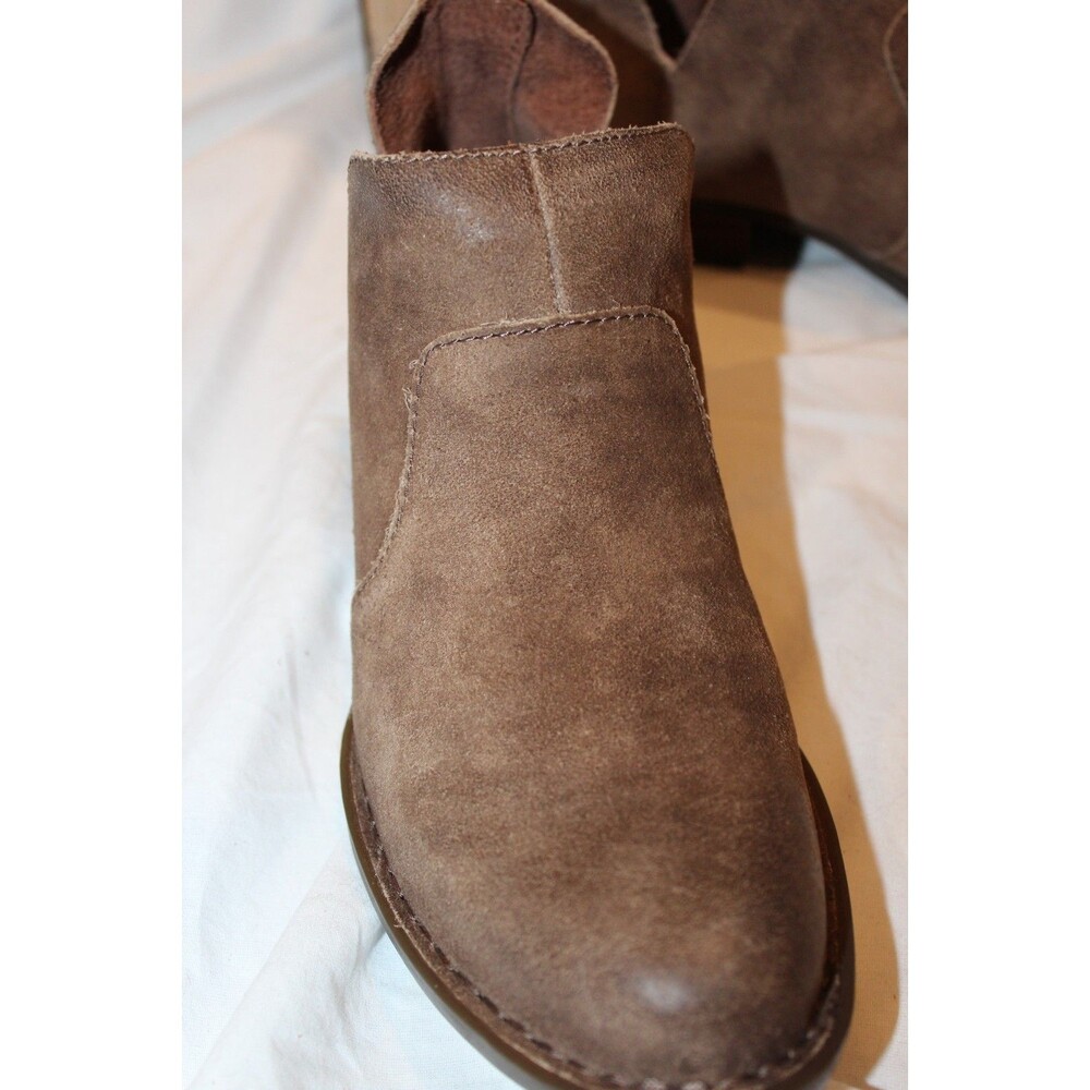 BORN Kerri Ankle Flat Bootie Boots Leather Western Comfort 7 Taupe Distressed - Picture 5 of 7